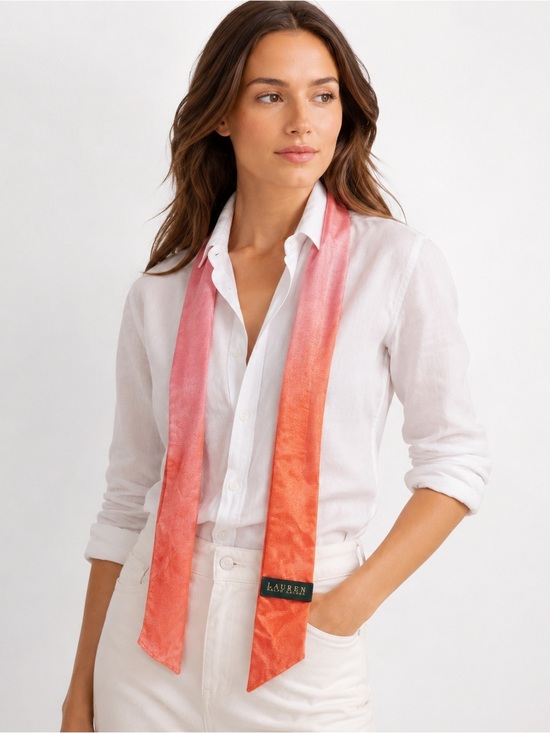 Lauren Ralph Lauren Accessories - Lauren Ralph Lauren Pink Orange Ombre Rayon Ruffle Skinny Scarf